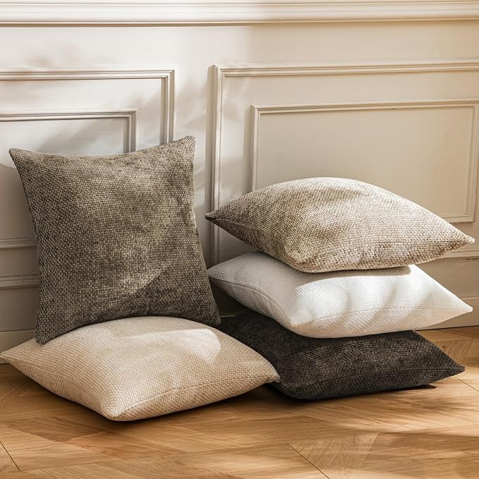 a moment Brown Chenille Throw Pillow Covers 12x20 Inch Pack of 2 Modern Decorative Throw Pillow Covers Farmhouse Cross Covers Home Decor for Sofa Bedroom Living Room