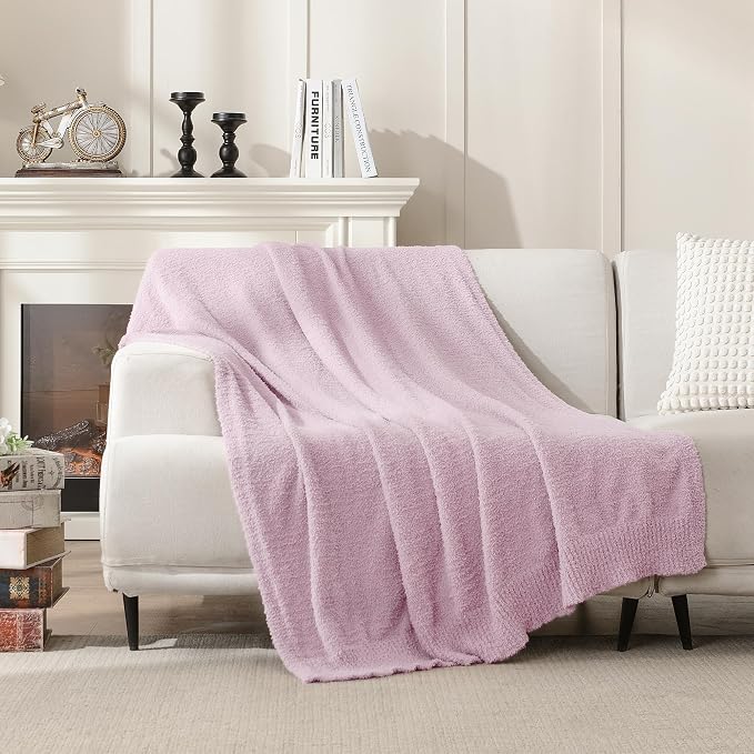Light Purple Throw Blanket, Soft Fluffy Fuzzy Knit Blanket for Couch Bed Sofa, Cozy Plush Warm Blanket for Bedroom Living Room, Spring Home Decor, 50x60 Inches