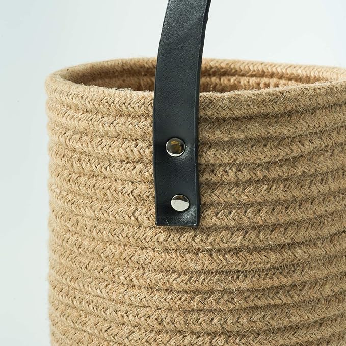 Goodpick 2 Pack Jute Wall Hanging Storage Baskets, Over Door Organizer | Boho Woven Hanging Plant Basket Decor, Decorative Basket for Home, Size 7.87×7×11.7 Inches for Wall Flower & Home Storage