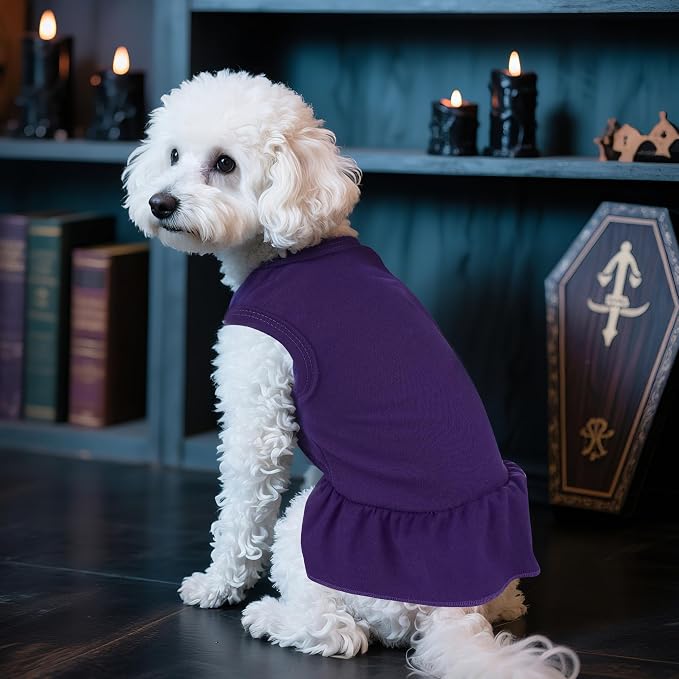2 Pcs Dog Dresses Cat Skirt Solid Color Dog Clothes Summer Sleeveless Puppy Girl Clothes for Small Pet Dogs Cats (Purple,Orange, Medium)
