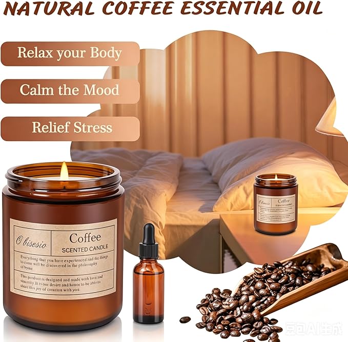 Coffee-Scented Candles,Home Aromatherapy Candels,Soy Wax Candle Gifts—These Fragrant Candes Uplift The Spirit and Refresh The Air.Perfect for Living Rooms and Bedrooms,They Make an Excellent Gift