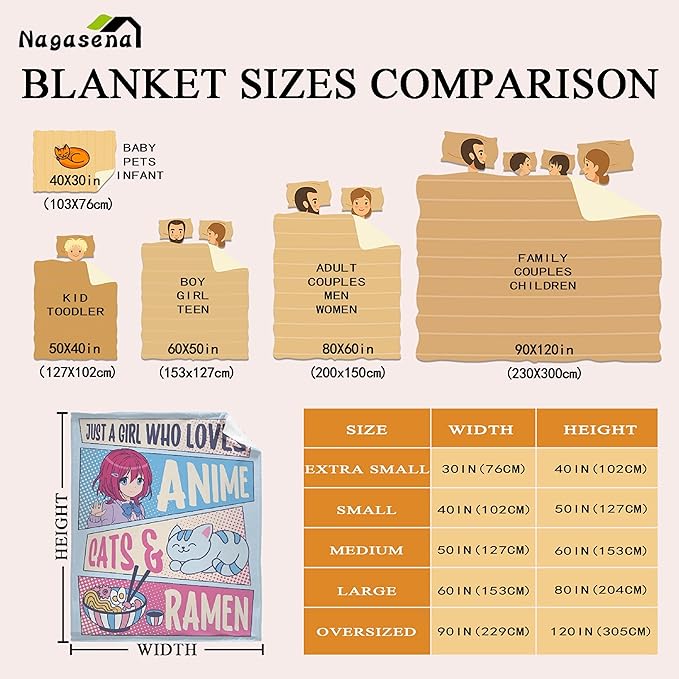 Just A Girl Anime Blanket Gifts for Girls - Kawaii Anime Decor Flannel Blanket, Luxurious Warm and Cozy, L 60X80 Inch, Most People's Choice