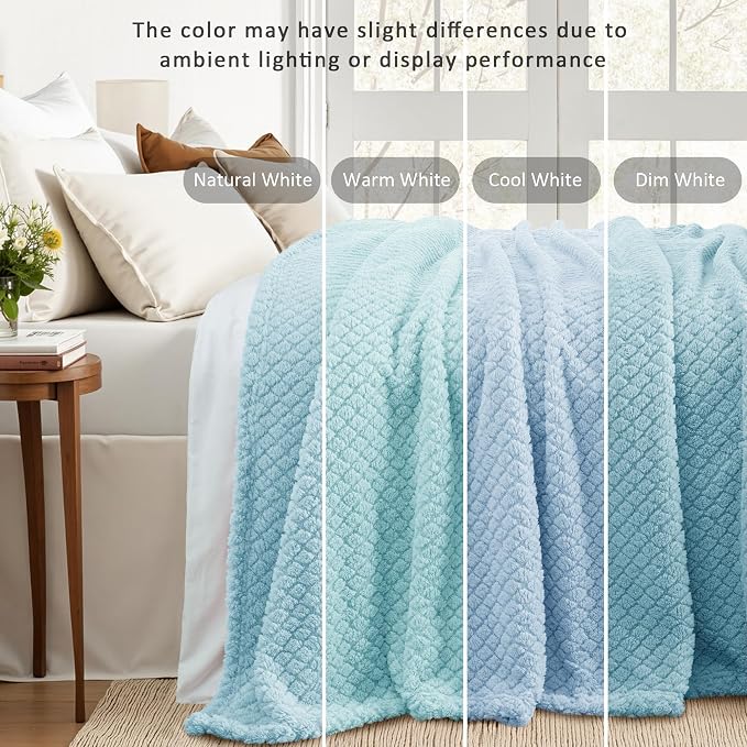 Exclusivo Mezcla Soft Fleece King Size Blanket for Bed, Light Blue | Jacquard Lightweight Cozy Bed Blanket, Breathable Decorative Fuzzy Textured All Season Use, 90x104 Inches