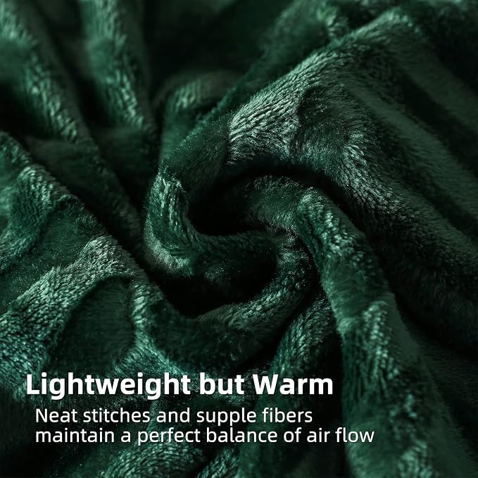 Whale Flotilla Flannel Fleece Fall Bed Blanket King Size, Emerald Green | Lightweight Breathable Soft Bedspread, Plush Fluffy Coverlet Chevron Design Decorative Blanket for Home Life, 90x104 Inch