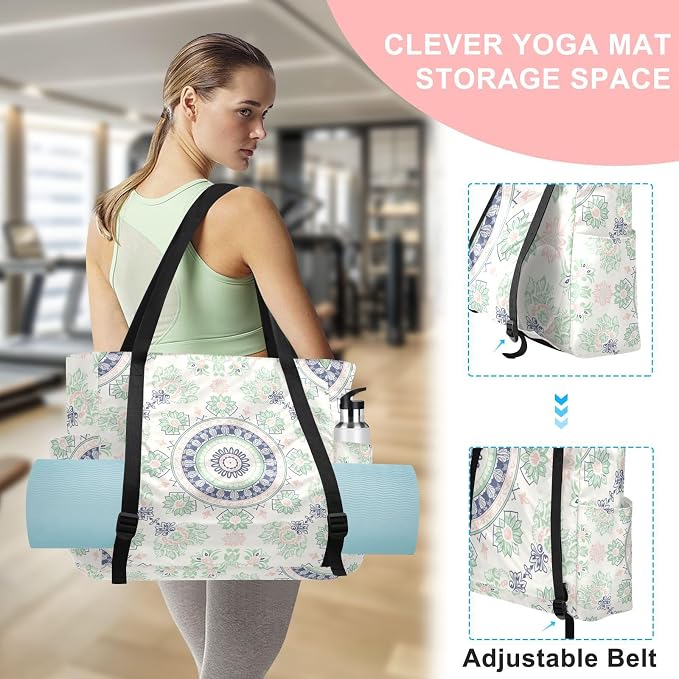 MCHIVER Yoga Bag for Women Men Large Yoga Mat Bag with Adjustable Strap Workout Bags Totes for Pilates Yoga Travel
