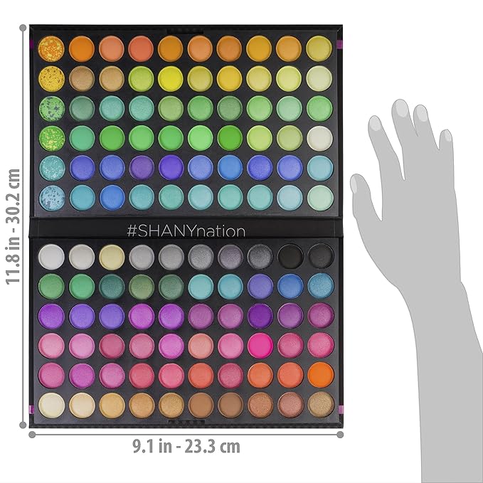 SHANY Highly Pigmented Eye Shadow Makeup Palette, 120 Matte Shimmer Metallic Eyeshadow Set with Long Lasting and Blendable Natural Colors - Bold & Bright