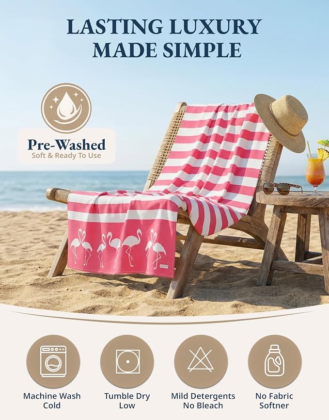LANE LINEN Pool Towels, Turkish Beach Towels Oversized Set of 6, Pre-Washed, No Shrink, Quick Dry Travel Towel, Beach Towel for Women, Absorbent & Sand Free Towel, 39"x71" - Sunset Tropics