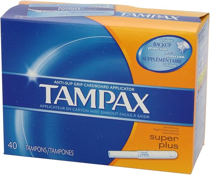 Tampax Cardboard Tampons for Women Super Plus Absorbency, Anti-Slip Grip, LeakGuard Skirt, Unscented, 40 Count (Pack of 4)