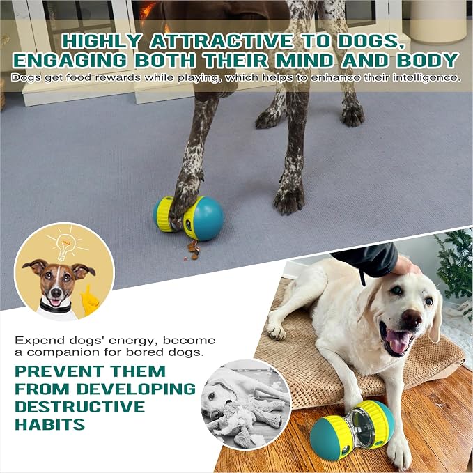 BSISUERM Dog Treat Dispensing Puzzle Toy Adjustable Food Dispenser Slow Feeder Pet Interactive Chase Toy Dog Enrichment Ball for Medium Large Dogs to Keep Them Busy, Extra Large