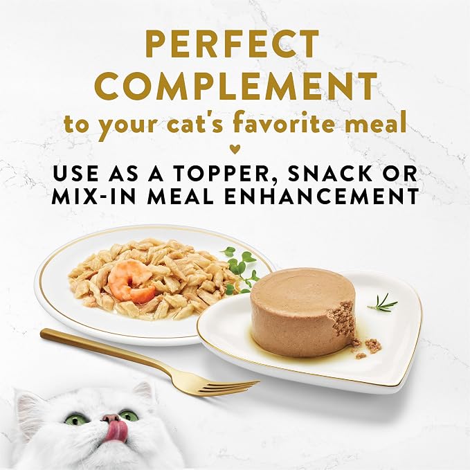 Purina Fancy Feast Lickable Appetizers Grain Free Wet Cat Food Topper Ocean Fish Appetizer with a Shrimp Cat Food Topper - (Pack of 10) 1.1 oz. Trays