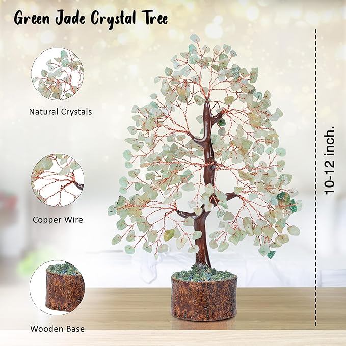 Green Jade Crystals Tree of Life Decor for Healing Crystals Spiritual Gift Sage Green Office & Room Decor House Warming Gifts New Home Decor Feng Shui Birthday Gifts for Women & Men
