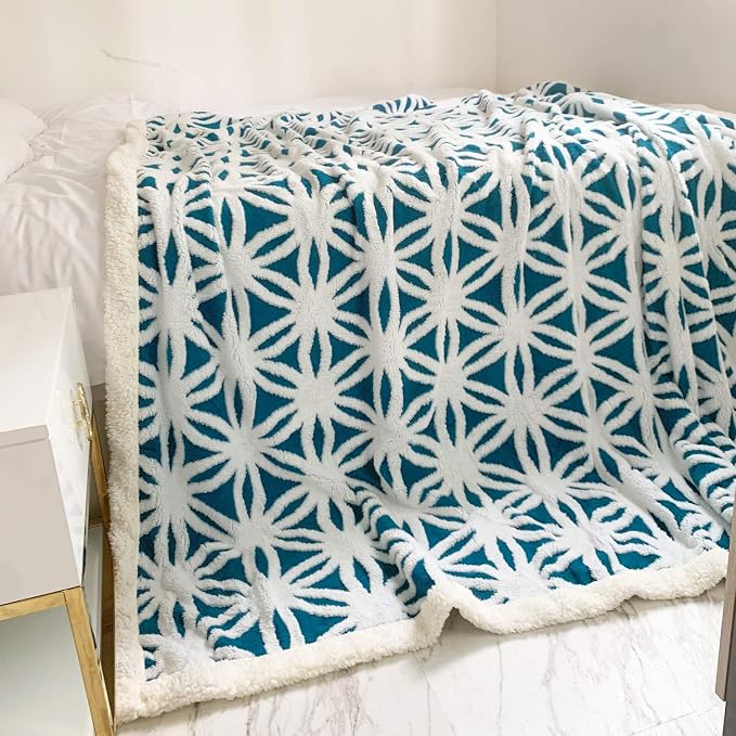 LOMAO Sherpa Fleece Blanket Fuzzy Soft Throw Blanket Dual Sided Blanket for Couch Sofa Bed (Teal, 60''x80'')