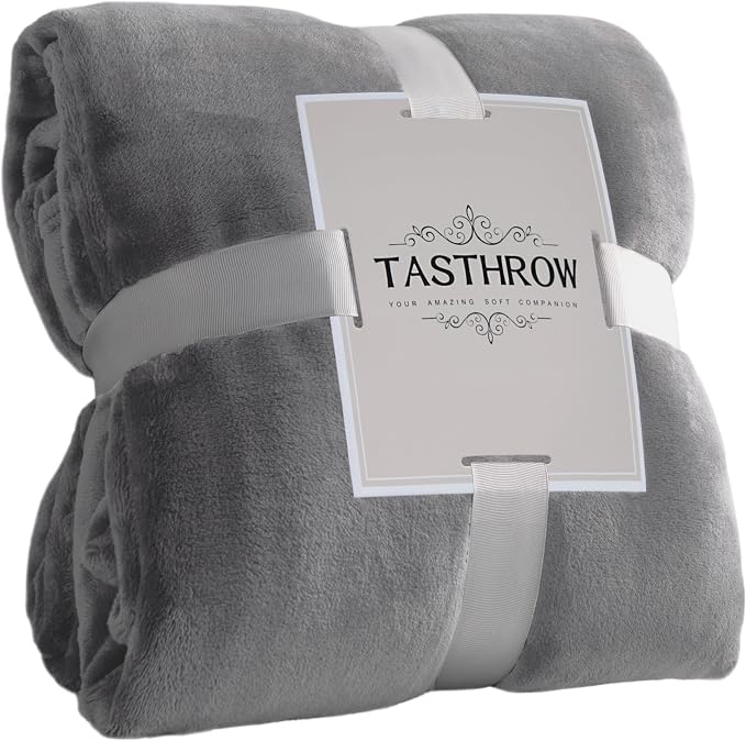 TASTHROW Lightgrey Throw Blanket 50x60 Inches | Soft Plush Cozy Fleece Flannel Throw Blanket, Lightweight Warm Throws for Bed, Couch, Bedroom and Living Room, All Seasons