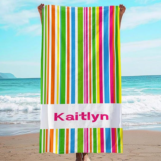 JML Custom Beach Towel with Name, Personalized Microfiber Beach Towel with Name, Large, Soft, Quick Dry & Absorbent for Swim, Pool,Adult,Summer Holiday,Vacation,Travel,Gift for Anniversary, Birthday