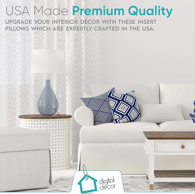Digital Decor Decorative Throw Pillow Insert 20x20, Soft Hypoallergenic Down Alternative Cushion Form for Couch, Sofa & Bedroom Décor, Made in USA Square Pillow Insert, White, 1 Pack