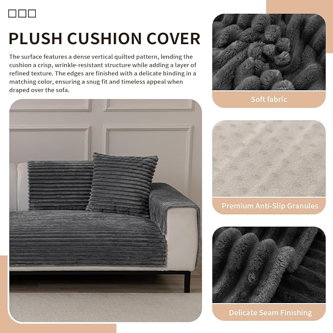 Waterproof Couch Cover & Sofa Cover, Couch Covers for Sofa Washable Non-Slip, Soft Dog Bed Protector for Sectional, Loveseat, Living Room, Car & RV Furniture (Dark Gray, 23.62"x23.62" 2 Pack)