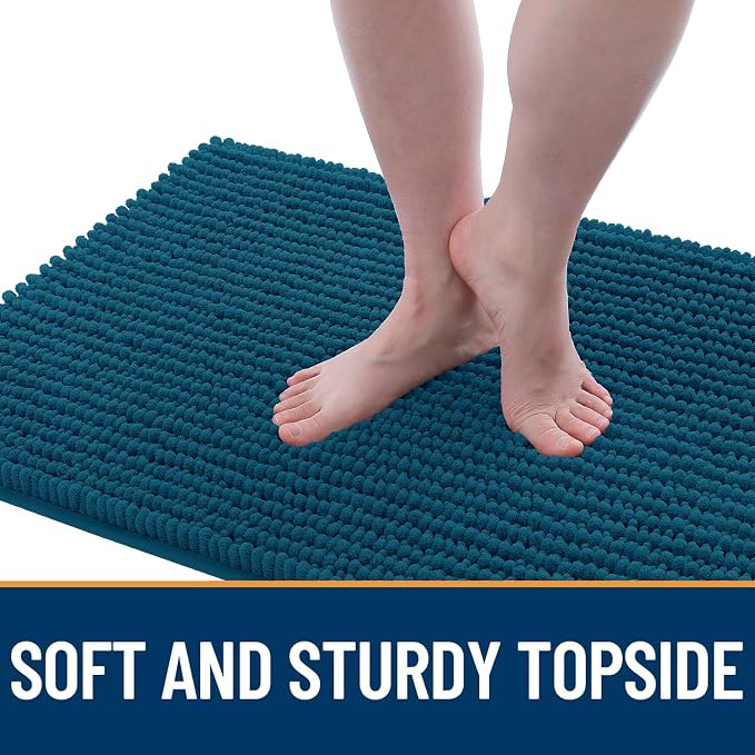 OLANLY Dog Door Mat for Muddy Paws 30x20, Extra Absorbent Chenille Mud Mat | Atlantic Blue, Absorbs Moisture and Dirt, Non-Slip Machine Washable Doormat, Quick-Drying Indoor Entryway Floor Mat for Dogs