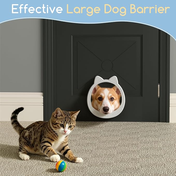 Large Cat Door Interior Door, No-Flap Pet Door for Cats Up to 22 lbs(White)