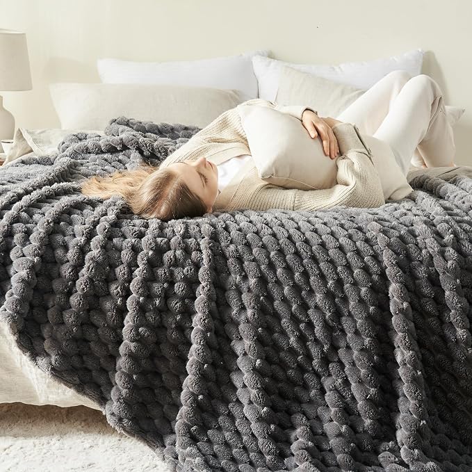 NEWCOSPLAY Fleece Clouds Cozy Twin Blanket for Couch, Grey, 60"x80" | Premium Silky Flannel Blanket, Soft Lightweight Fluffy Throw Blanket for Bed Sofa Decor, Gift for All Season Use