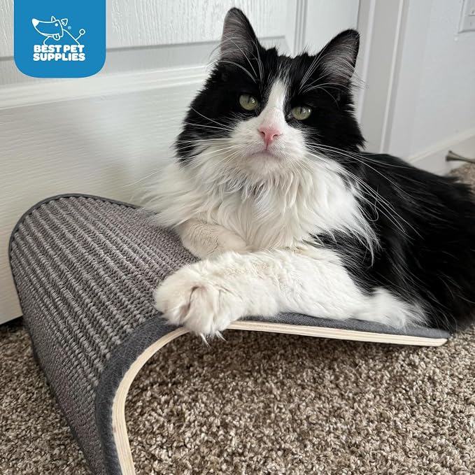 Best Pet Supplies Catify Cat Scratching Ramp - Gray | Heavy Duty Sisal, Non-Slip, Durable, Furniture Protector, Floor Carpet Scratcher, For Kittens and Cats