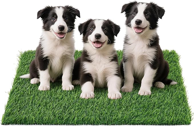 Replacement Artificial Grass Pee Pads for Dogs Potty Training to Pee & Poop | Faster Drainage, Washable, Easy to Clean & Dry Fake Grass for Puppy Pets, Protect Floor Furnitures of Apartment Balcony Patio