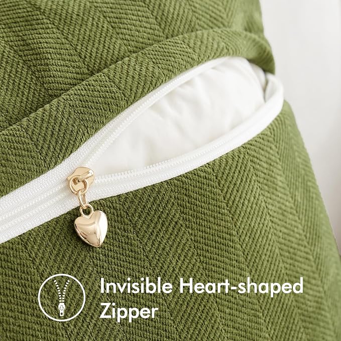MIULEE Pillow Insert and Olive Green Decorative Pillow Covers