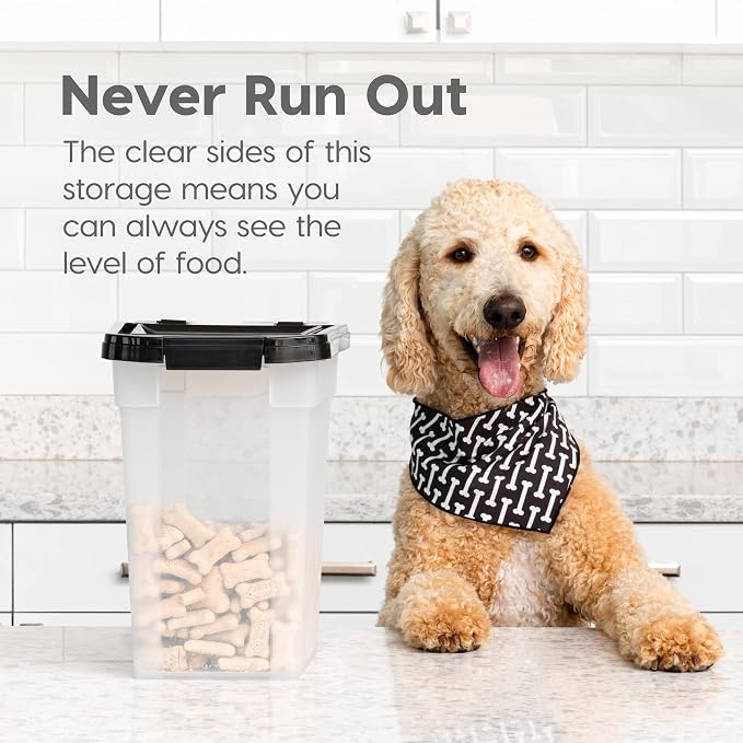 IRIS USA Dog Food Storage Container, Up to 10 lbs, Clear/Gray, Made in USA