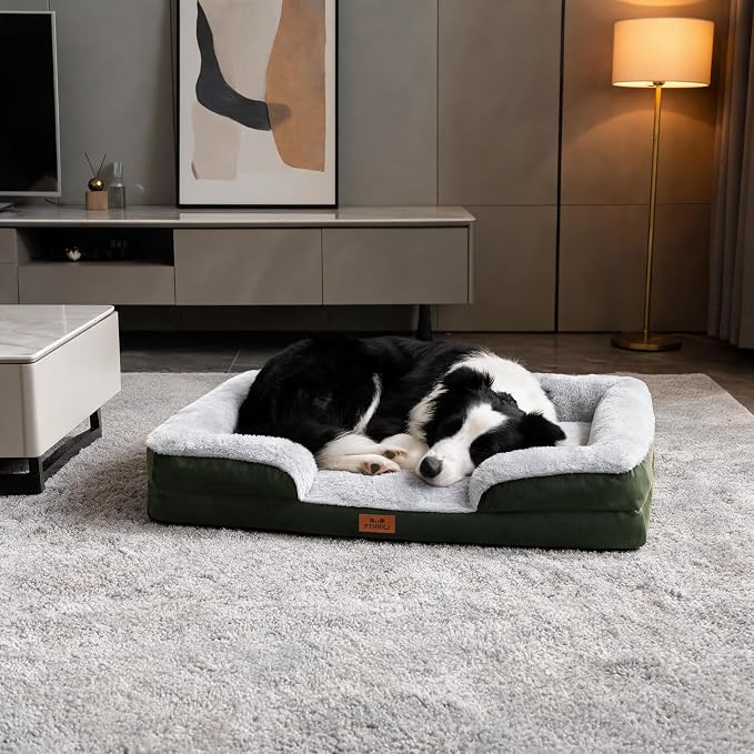 Orthopedic Dog Beds Large Sized Dog, Memory Foam Dog Bed Couch, 36"L | Dual-layer Foam Mat, Washable Cover&Waterproof, Contoured Bolster Design, Indoor&Car Truck, Pet Bed for Dogs Cats Up to 50lbs