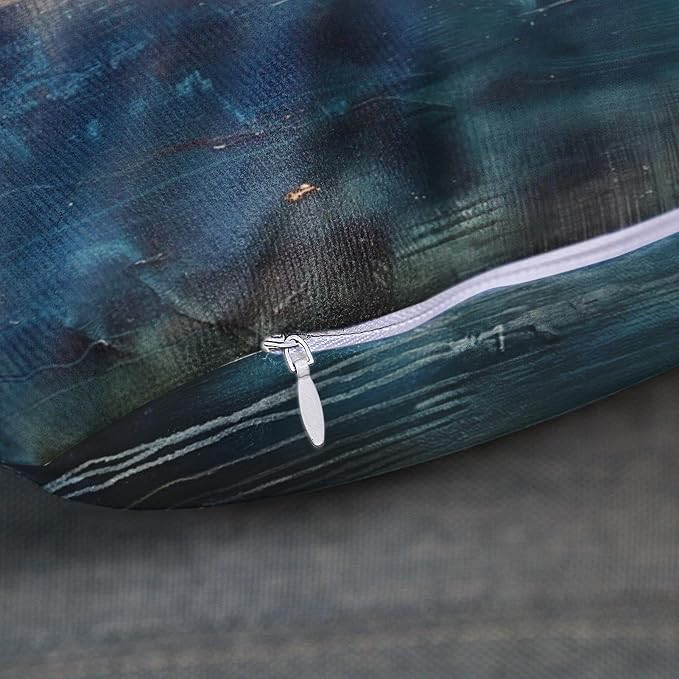 Throw Pillow Covers Set of 2, 18 x 18 Inch, Teal Black | Abstract Modern Art Outdoor Decorative Square Pillow Cases Couch Cushion Case for Couch Bed Sofa Living Room Home Decor