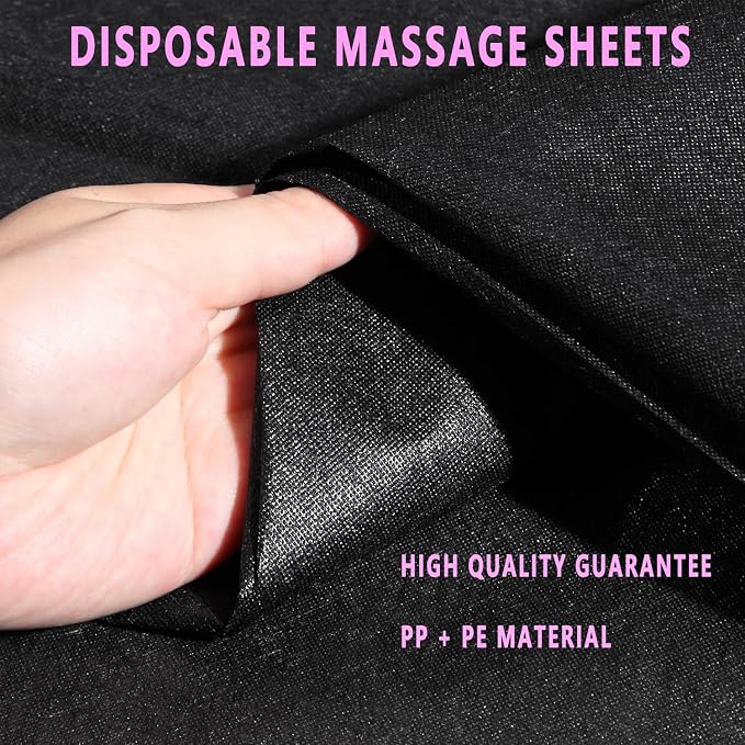 Disposable Bed Sheets 50 Pcs 31" x 71" Massage Table Sheets Non Woven Fabric SPA Bed Cover Breathable for Massage Beauty Tattoos（Black）