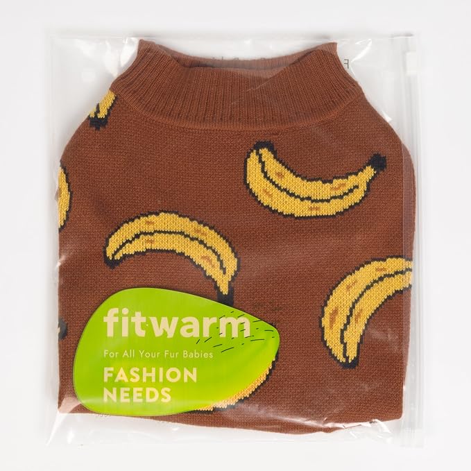 Fitwarm Banana Dog Sweater, Thermal Dog Winter Clothes for Small Dogs Boy Girl, Pet Outfit, Brown, Yellow, XXL