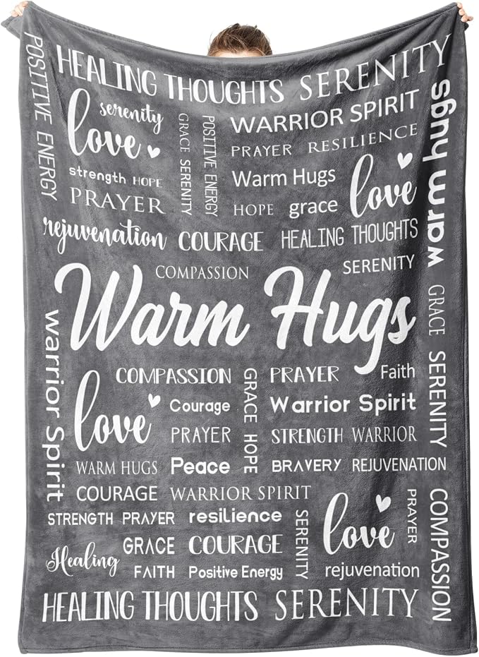 Warm Hugs Healing Blanket, Get Well Gifts for Women Men | Cancer Care, Chemo, After Surgery, Get Well Soon, Thinking of You Gifts, Soft Throw Blanket 60" x 80''