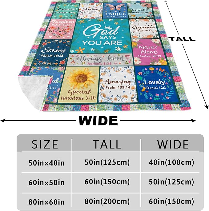 Gifts for Women, Inspirational Flower Blanket, Birthday Gifts for Women Friendship, Baptism Confirmation Gift for Girl from Bible Soft Throw 50x40in