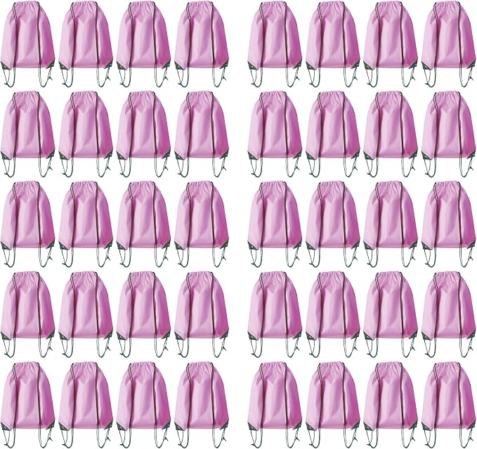 Drawstring Backpack Bulk 40Pcs Draw String Backpack Bags DIY Gym Sports Traveling Yoga Cinch Bag Sackpack Drawstring (pink)