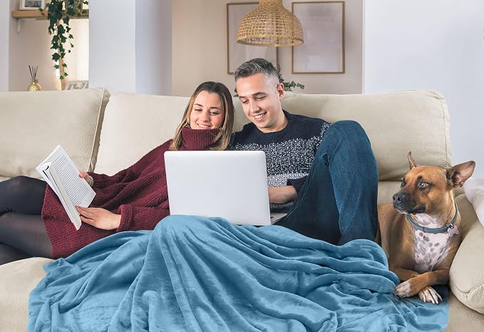 Utopia Bedding Soft Fleece Bed Blanket Twin Size Washed Blue (90x66 Inch) | Microfiber Plush Warm Lightweight Breathable Cozy Blanket Anti-Static, All Season Use, Gift for Women and Men