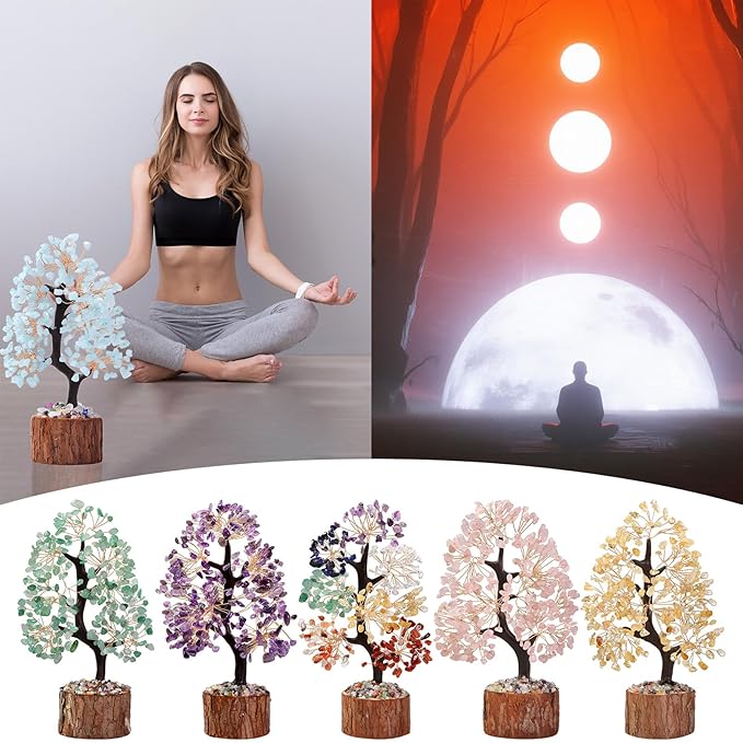 Aquamarine Chakra Crystal Tree of Life,Birthday Gifts for Women, Healing Crystal and Stones for Positive Energy,Gifts for Sister and Mom,House Warming Gift,Money Feng Shui Tree Decoration