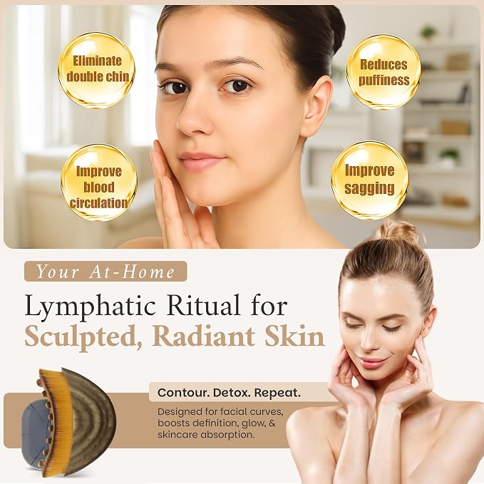 Lymphatic Contour Face Brush, Facial Brush for Lymphatic Drainage, Dry Lymphatic Massage Brush, Face Sculpting Brush, Lymphatic Drainage Massager, Contour Face Brush, Face Depuffer, Facial Tool
