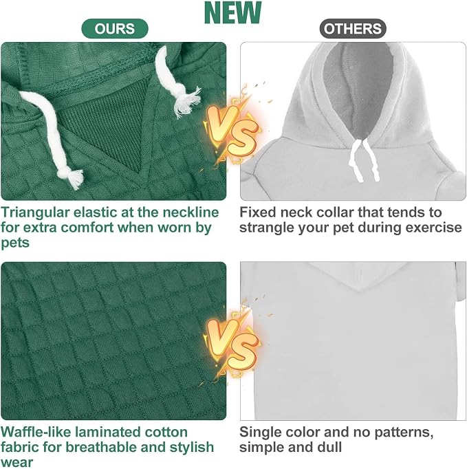 BEAUTYZOO Dog Hoodies Sweater for Large Dogs,Waffle‑Like Laminated Pet Coat | Warm Dog Sweatshirt with Pocket & Leash Hole,Pullover Clothes for Girl Boy Dogs,Stretchy & Easy‑On‑Off,Labrador & Great Danes