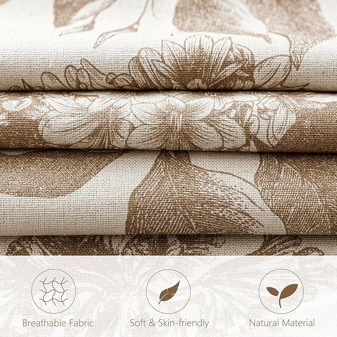 Foindtower Set of 2 Linen Floral Throw Pillow Covers Vintage Accent Print Decorative Cushion Covers Farmhouse Boho Home Decor for Sofa Chair Couch Bedroom Living Room,20×20 Inch,Light Brown
