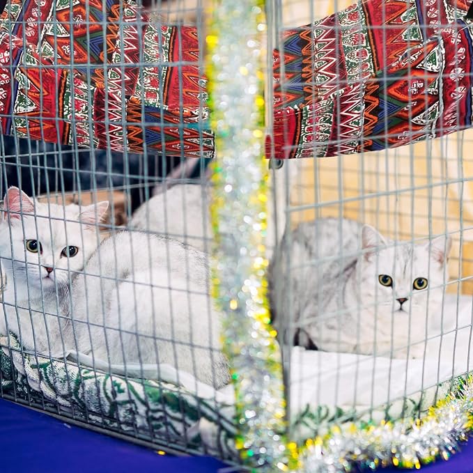 Jetec 2 Pack Cat Hammock for Cage, Ethnic Pattern, M | Catio Accessories, Reversible Soft Cats Bed, Adjustable Straps and Hooks, Double-sided Linen, Fleece Hanging Hammock for Cats