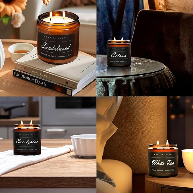 MOASITN Citrus Large Heavenly Scented Candles for Home|19oz 100h Long Lasting Clean Burn|Natural Soy Aromatherapy Candle|2 Wick Jar Candle for Women,Men as Relaxing,Birthday,Housewarming Gifts