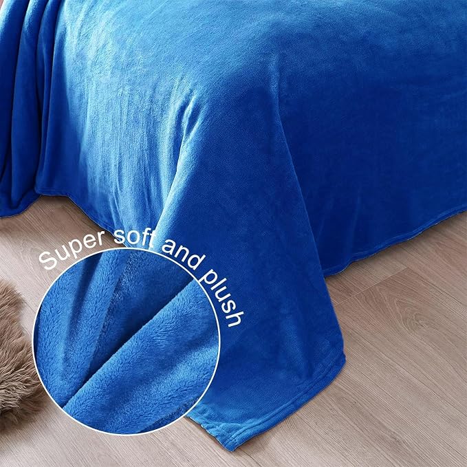 Exclusivo Mezcla Soft Fleece Blanket King Size for Bed, Cobalt Blue | 104x90 Inches, Double-Sided Brushed Flannel, Lightweight Plush Cozy Blanket for Home Decor, All Season, Machine Washable