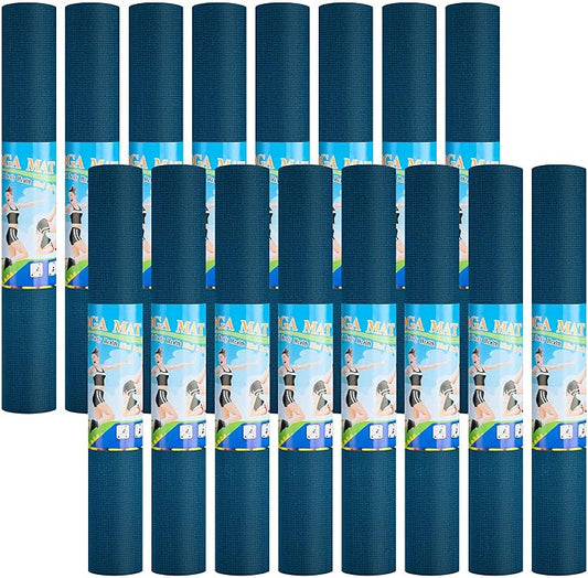 3 mm Thin Yoga Mats Bulk, Lightweight PVC Exercise Mats Non Slip Workout Fitness Pads for Yoga Pilates Stretching Classes Gym Home Studio, Easy to Clean