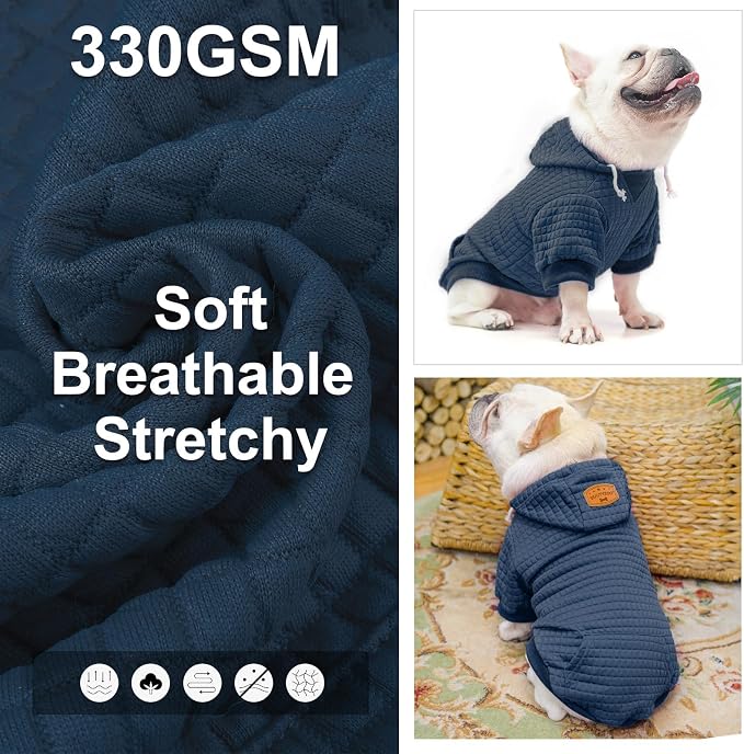 BEAUTYZOO Dog Hoodies Sweater for Large Dogs,Waffle‑Like Laminated Pet Coat | Warm Dog Sweatshirt with Pocket & Leash Hole,Pullover Clothes for Girl Boy Dogs,Stretchy & Easy‑On‑Off,Labrador & Great Danes