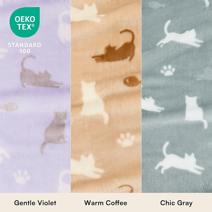 Luciphia 3 Pack Cute Cat Blankets Cozy Small Throw for Pet Puppy,23"x16" | 280GSM Fuzzy Kitten Pet Blankets Washable for Crate Bed Couch Car Indoor - Puppy Essentials Dog Gift