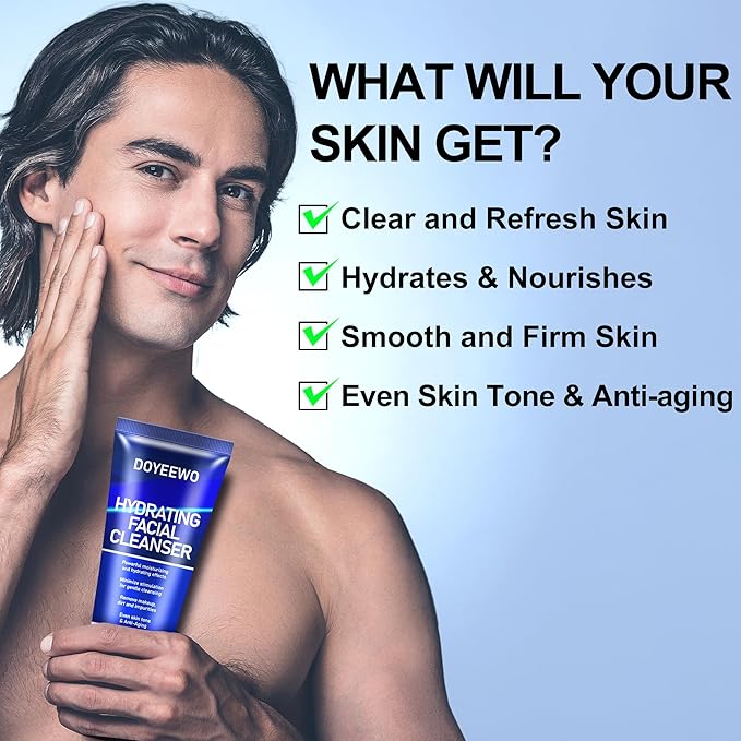 Skin Care for Men, Hydrate, Firm, Anti-Aging & Wrinkle Mens Self Care Facial Face Routine Kit,Birthday Valentines Gift Baskets for Young Men Him Teen Boy Dad Boyfriend Husband Christmas Gifts Ideas