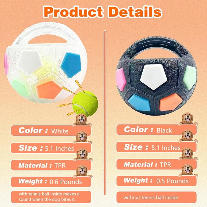 The Mellow Dog Calming Ball with Handle, Mellow Dog Calming Ball,Squeaky Floating Rubber Balls,Interactive Balls for Dogs Playing,Water Play,Training & Outdoor Games (Black)