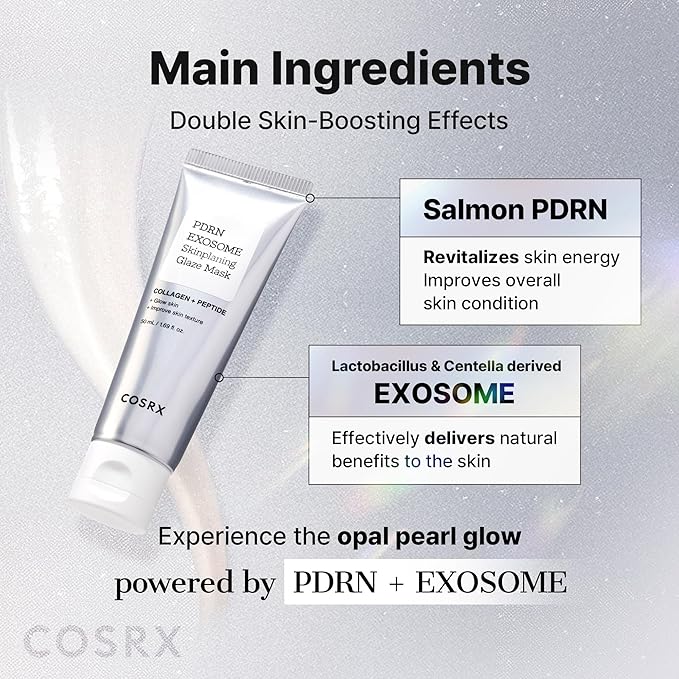 COSRX PDRN Exosome Glaze Wrapping Mask for Face with Salmon DNA PDRN, Easy Peel-Off Overnight Mask for Glass Skin, 1.69 fl. Oz, Korean Skin Care