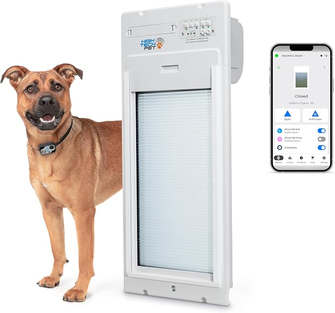 Power Pet Roll Up - Dependable Smart Dog Door, Automatic Pet Collar Operation with or Without App-High Security, Safe, Air Tight and Weatherproof, Space Saving Modern Design (Door Mount, Medium)
