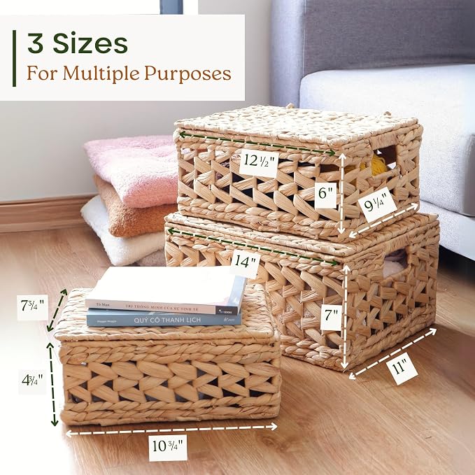 11.8", 8" Decorative Boxes with Lids, Capiz Shells Checkered Decorative Storage Boxes for Home Décor, Memory Box Keepsake Box for Photos, Letters, Accessories, Set of 2 (Natural)